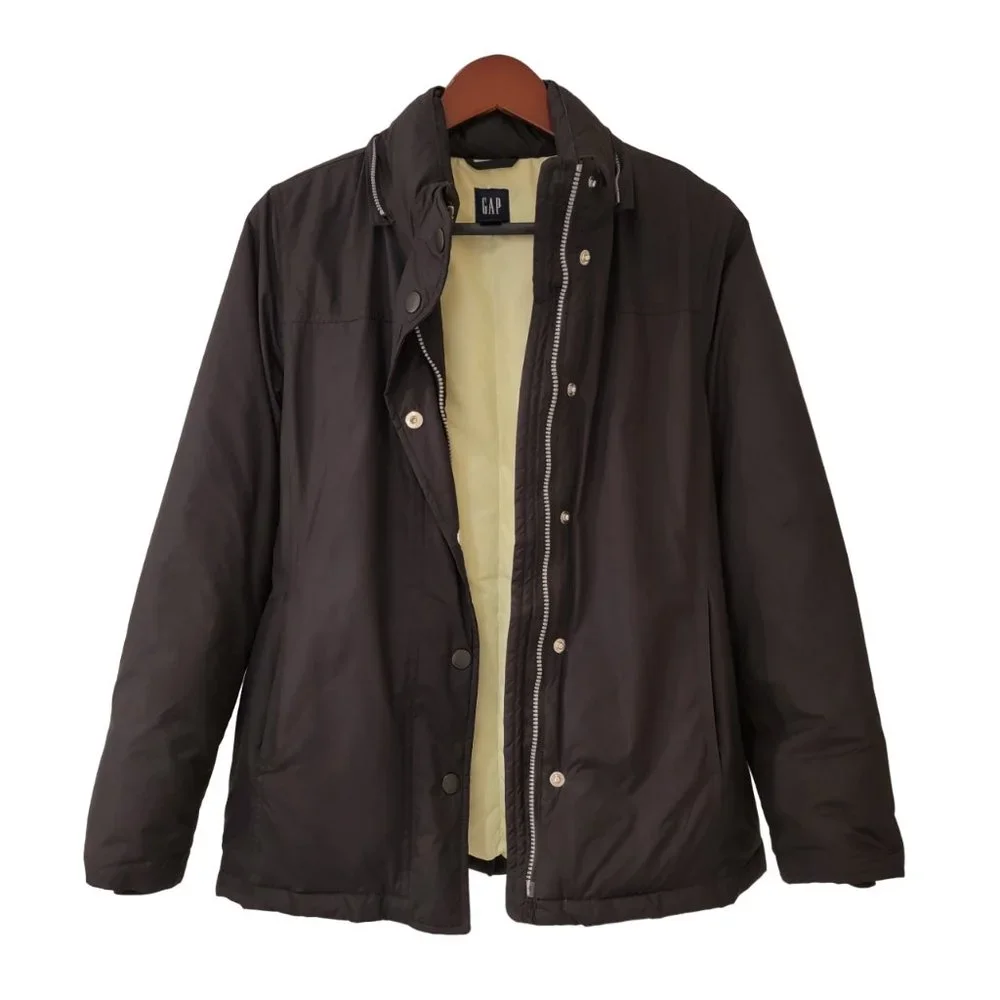 Gap Down Filled Coat Jacket Womens Small Black Vertical Puffer Coat Missing Hood - Picture 1 of 11